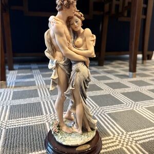Elegant Couple Sculpture in Cream and Brown